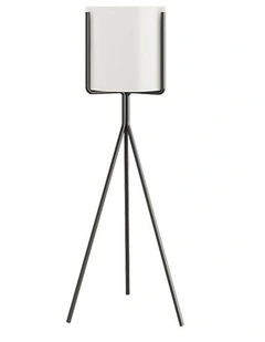 SOGA 80cm Tripod Flower Pot Plant Stand with White Flowerpot Holder Rack Indoor Display