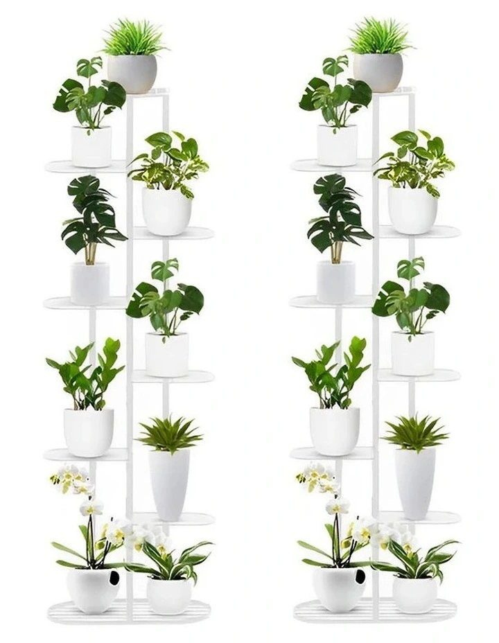 SOGA 2X 8 Tier 9 Pot White Plant Rack image 1