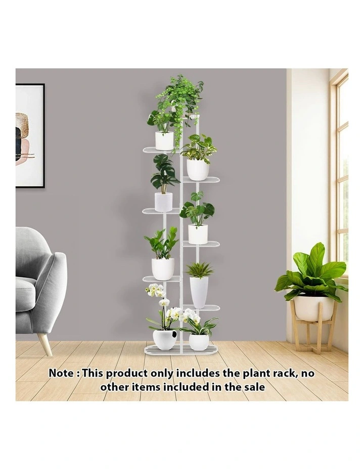 SOGA 2X 8 Tier 9 Pot White Plant Rack image 2