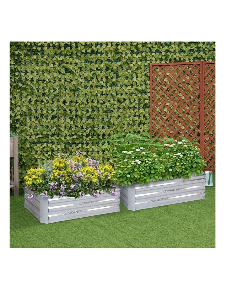 SOGA 2X 120cm Rectangle Galvanised Raised Garden Bed Vegetable Herb Flower Outdoor Planter Box image 2