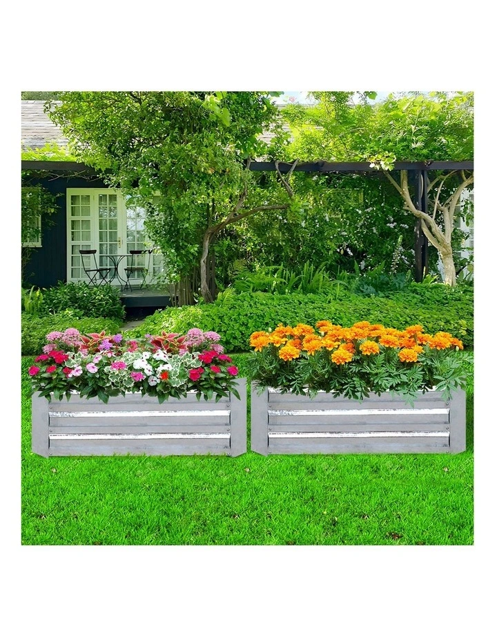 SOGA 2X 120cm Rectangle Galvanised Raised Garden Bed Vegetable Herb Flower Outdoor Planter Box image 4