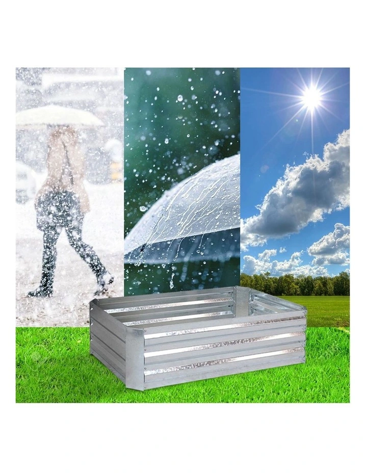 SOGA 2X 120cm Rectangle Galvanised Raised Garden Bed Vegetable Herb Flower Outdoor Planter Box image 5