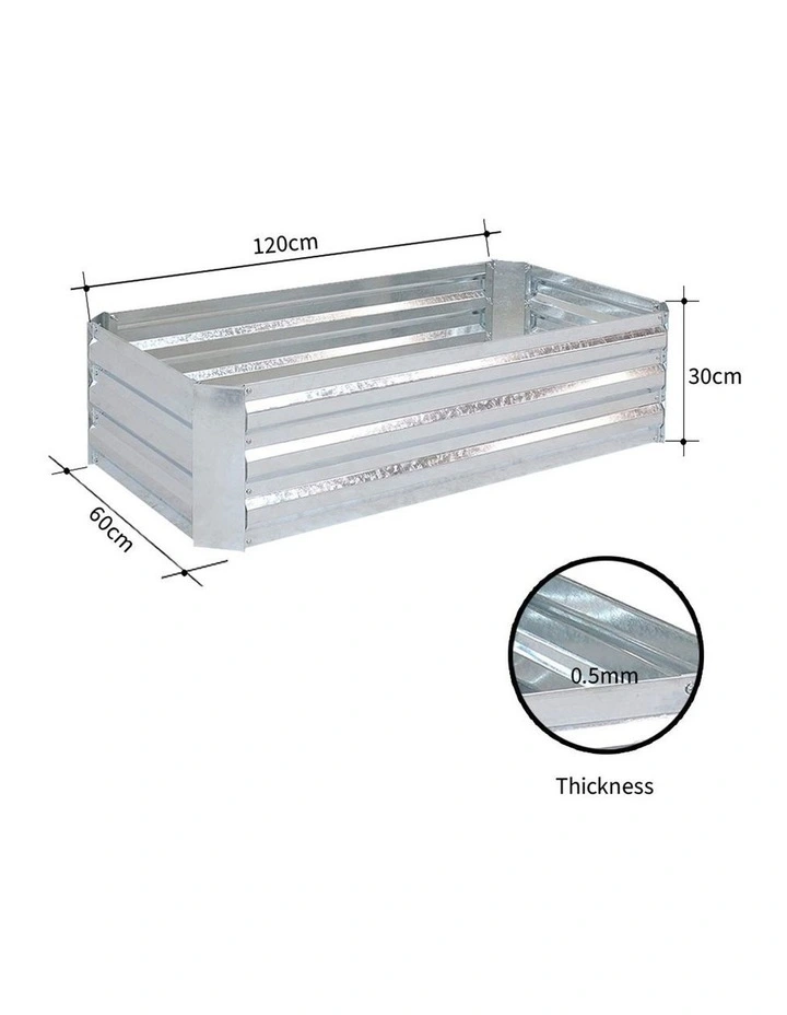 SOGA 2X 120cm Rectangle Galvanised Raised Garden Bed Vegetable Herb Flower Outdoor Planter Box image 6
