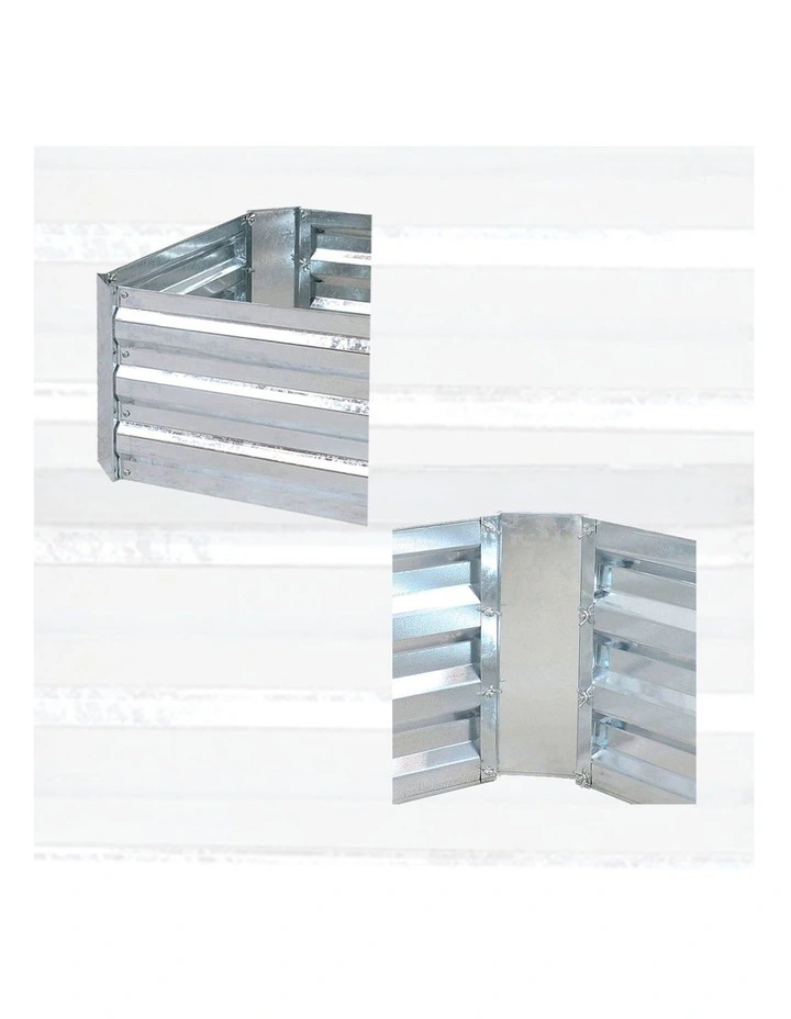 SOGA 2X 120cm Rectangle Galvanised Raised Garden Bed Vegetable Herb Flower Outdoor Planter Box image 7