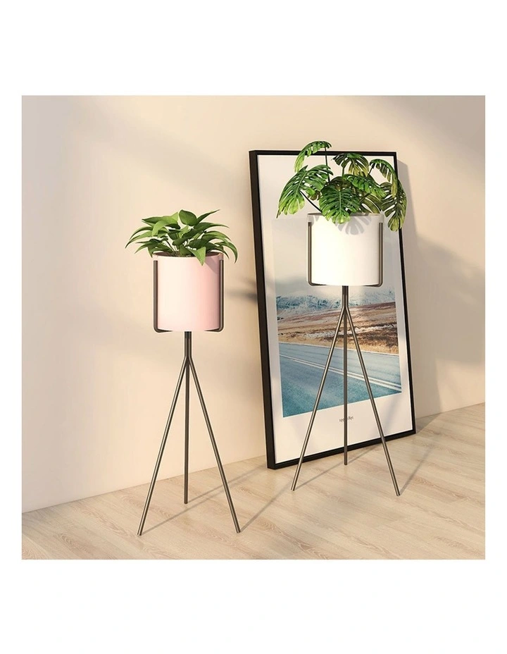 SOGA 70cm Tripod Flower Pot Plant Stand with Pink Flowerpot Holder Rack Indoor Display image 5