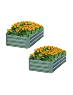 SOGA 2X 120X60cm Rectangle Galvanised Raised Garden Bed Vegetable Herb Flower Outdoor Planter Box