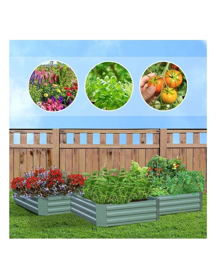 SOGA 2X 120X60cm Rectangle Galvanised Raised Garden Bed Vegetable Herb Flower Outdoor Planter Box image 3