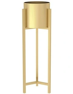 SOGA 90cm Gold Metal Plant Stand with Flower Pot Holder Corner Shelving Rack Indoor Display