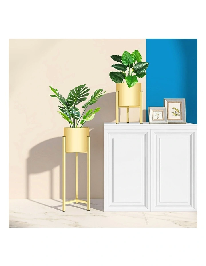 SOGA 90cm Gold Metal Plant Stand with Flower Pot Holder Corner Shelving Rack Indoor Display image 3