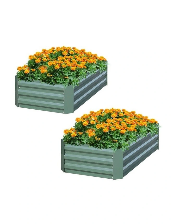 SOGA 2X 120X90cm Rectangle Galvanised Raised Garden Bed Vegetable Herb Flower Outdoor Planter Box image 1