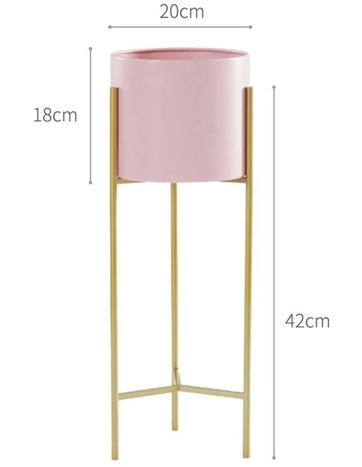 SOGA 2X 42cm Gold 2 Tier Plant Stand Pink Pot image 2
