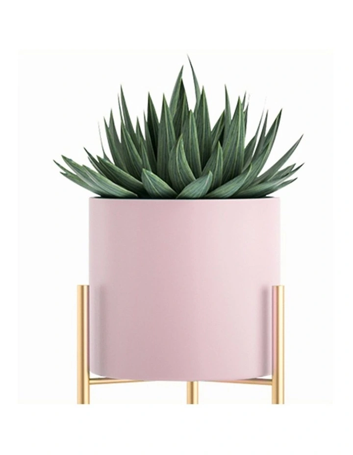 SOGA 2X 42cm Gold 2 Tier Plant Stand Pink Pot image 3