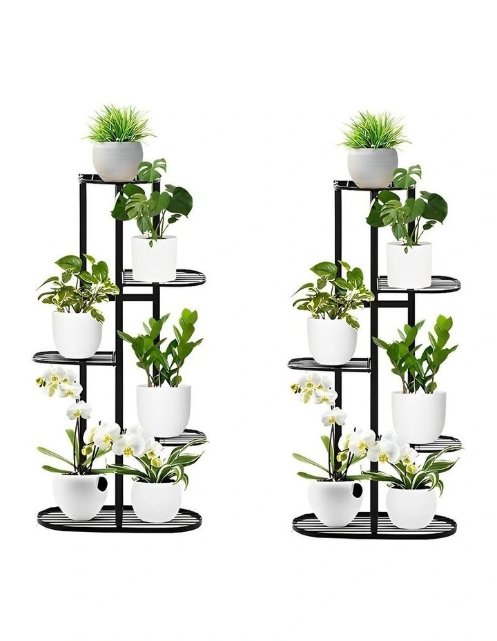 SOGA 2X 5 Tier 6 Pot Black Plant Rack image 1