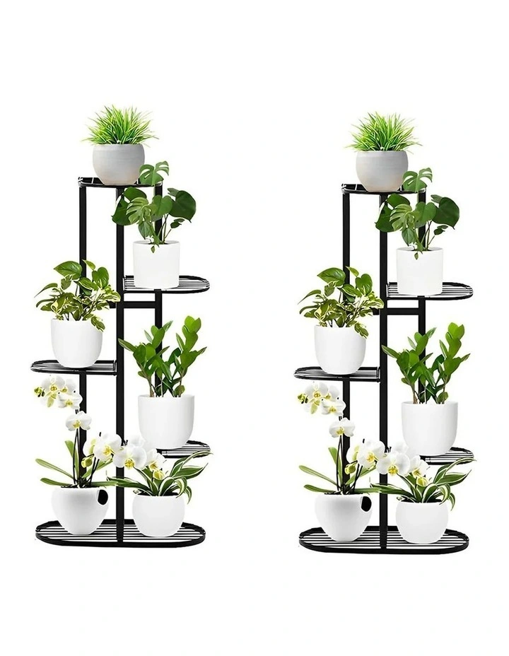 SOGA 2X 5 Tier 6 Pot Black Plant Rack image 1