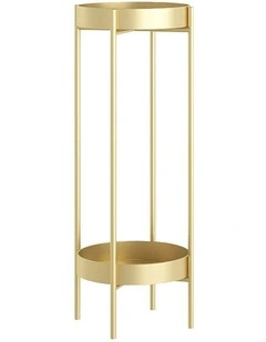SOGA 2 Layer 80cm Gold Metal Plant Stand Flower Pot Holder Corner Shelving Rack Indoor Display