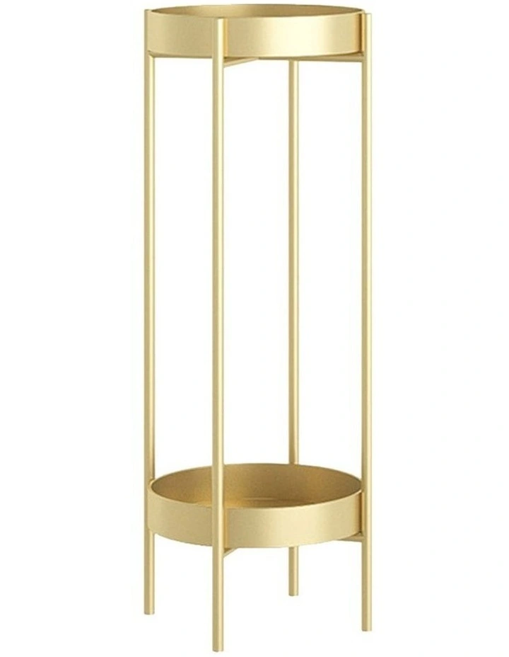 SOGA 2 Layer 80cm Gold Metal Plant Stand Flower Pot Holder Corner Shelving Rack Indoor Display image 1