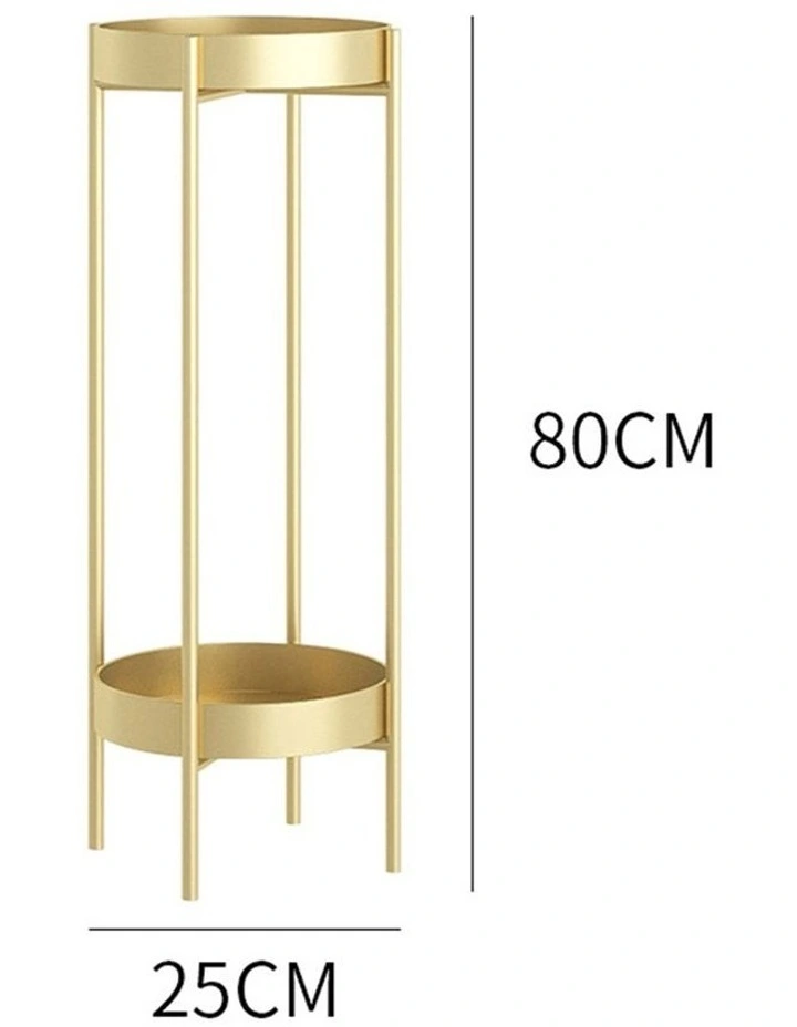 SOGA 2 Layer 80cm Gold Metal Plant Stand Flower Pot Holder Corner Shelving Rack Indoor Display image 2