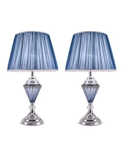 SOGA 2 Pack Warm White Elegant Table Lamps with Fabric Shades