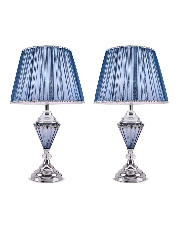 SOGA 2 Pack Warm White Elegant Table Lamps with Fabric Shades image 1