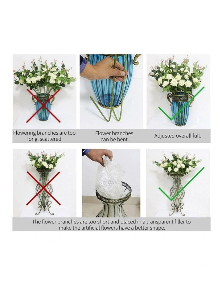SOGA Clear Glass Cylinder Flower Vase with 6 Bunch 4 Heads Artificial Fake Silk image 6