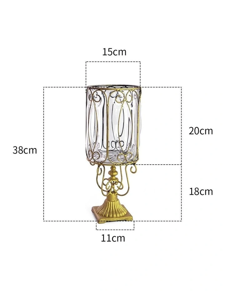 SOGA Clear Glass Cylinder Flower Vase with 6 Bunch 4 Heads Artificial Fake Silk image 7