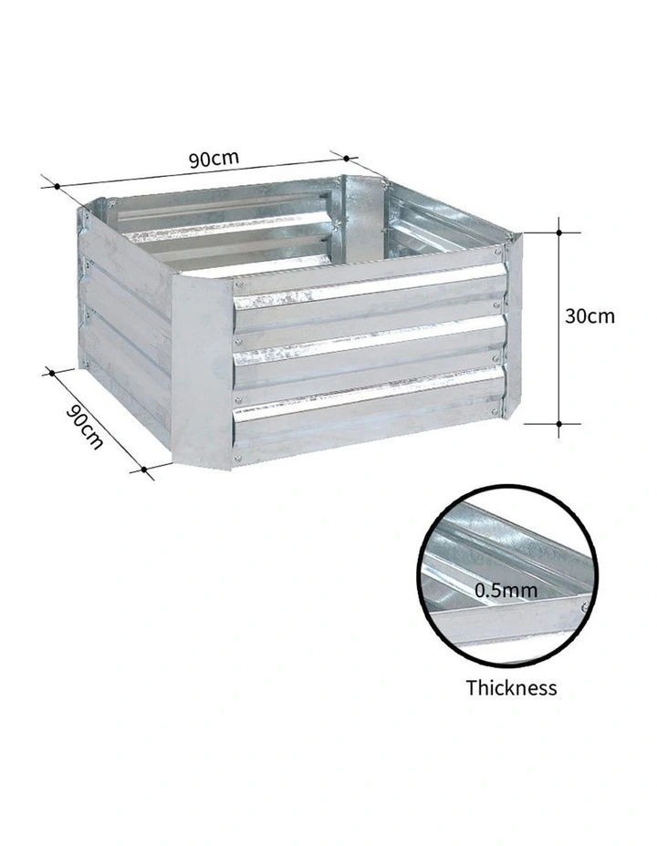 SOGA 2X 90cm Square Galvanised Raised Garden Bed Vegetable Herb Flower Outdoor Planter Box image 6
