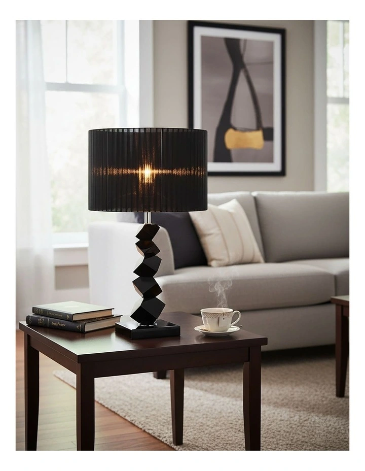 SOGA 2 Pack 55cm Black Table Lamps with Dark Shades image 2