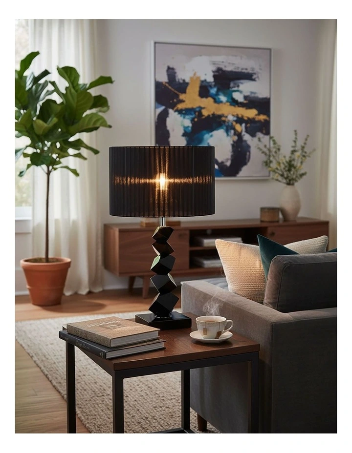 SOGA 2 Pack 55cm Black Table Lamps with Dark Shades image 3