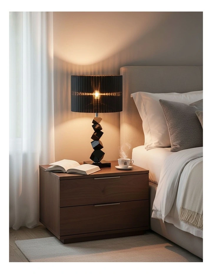 SOGA 2 Pack 55cm Black Table Lamps with Dark Shades image 5