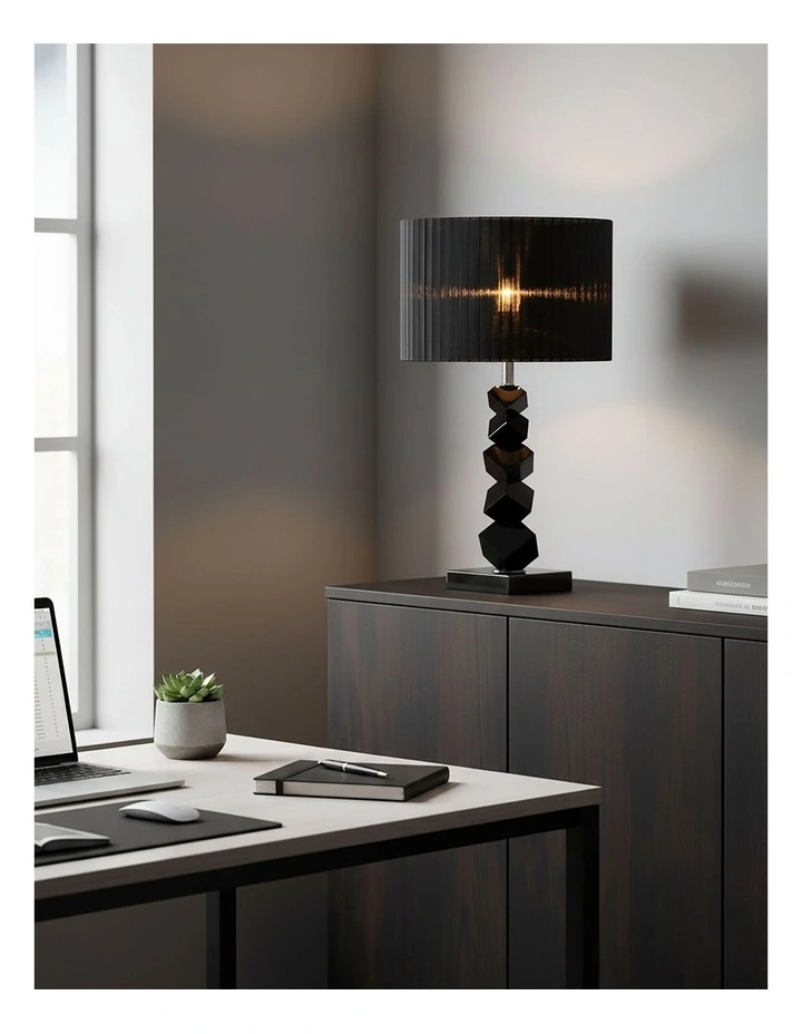 SOGA 2 Pack 55cm Black Table Lamps with Dark Shades image 7