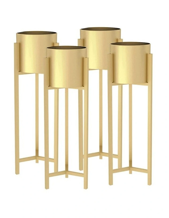 SOGA 4X 75cm Gold Metal Plant Stand with Flower Pot Holder Corner Shelving Rack Indoor Display image 1