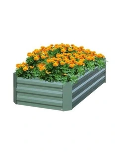 SOGA 120X60cm Rectangle Galvanised Raised Garden Bed Vegetable Herb Flower Outdoor Planter Box