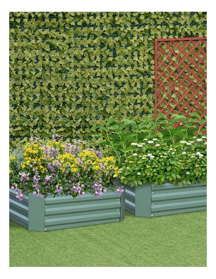 SOGA 120X60cm Rectangle Galvanised Raised Garden Bed Vegetable Herb Flower Outdoor Planter Box image 2