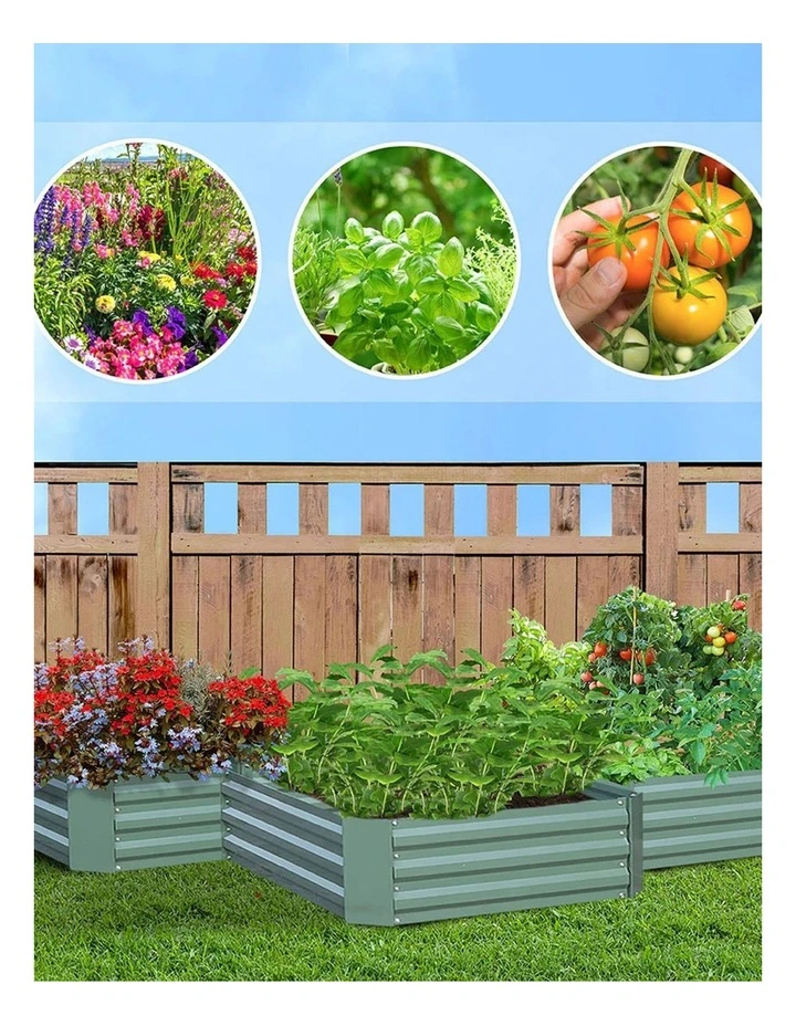 SOGA 120X60cm Rectangle Galvanised Raised Garden Bed Vegetable Herb Flower Outdoor Planter Box image 3
