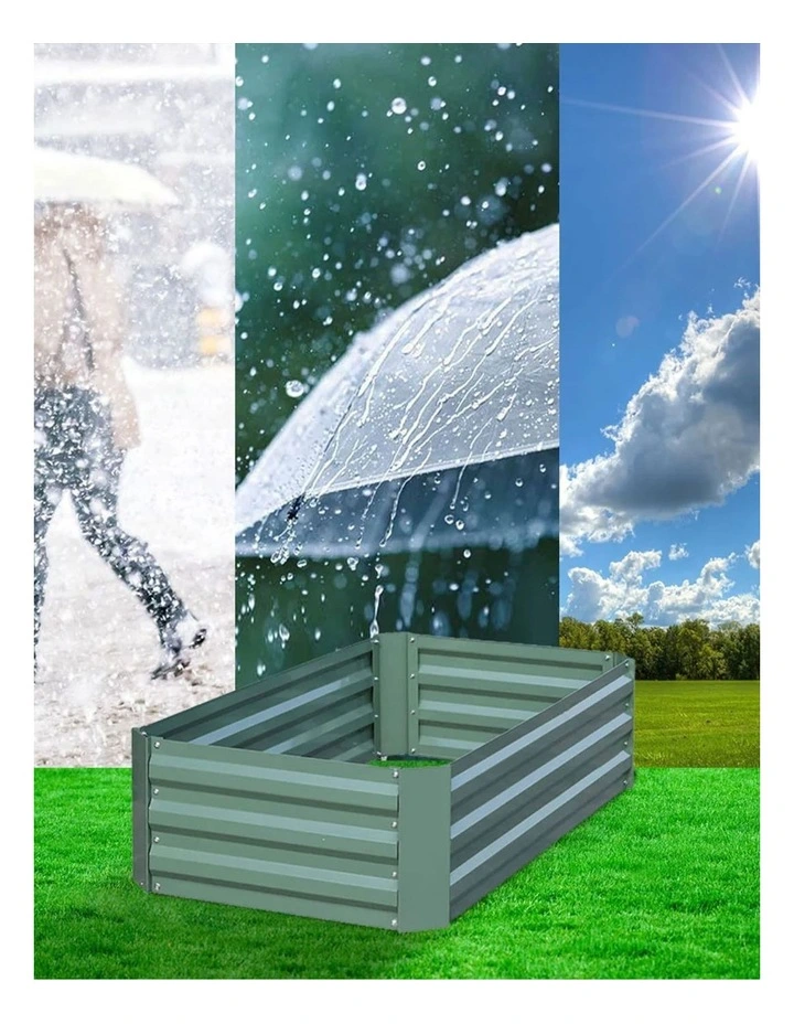 SOGA 120X60cm Rectangle Galvanised Raised Garden Bed Vegetable Herb Flower Outdoor Planter Box image 4