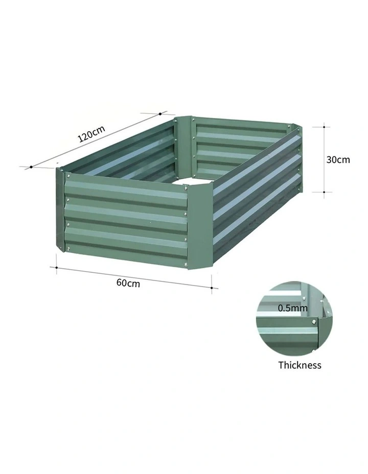 SOGA 120X60cm Rectangle Galvanised Raised Garden Bed Vegetable Herb Flower Outdoor Planter Box image 5