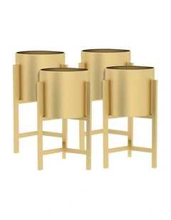 SOGA 4X 45CM Gold Metal Plant Stand with Flower Pot Holder Corner Shelving Rack Indoor Display