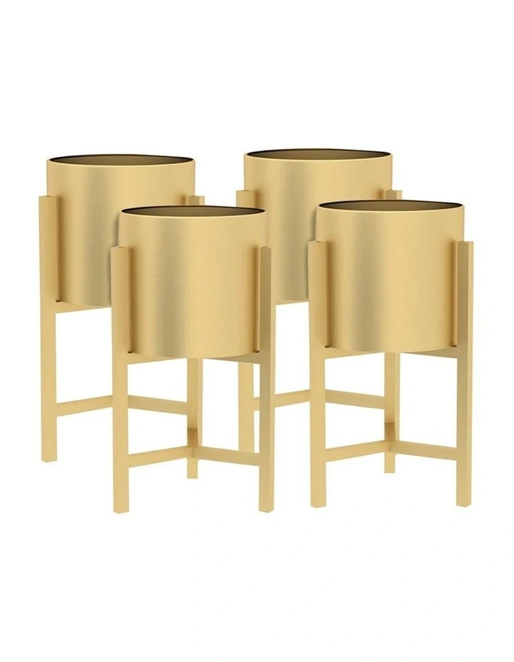 SOGA 4X 45CM Gold Metal Plant Stand with Flower Pot Holder Corner Shelving Rack Indoor Display image 1