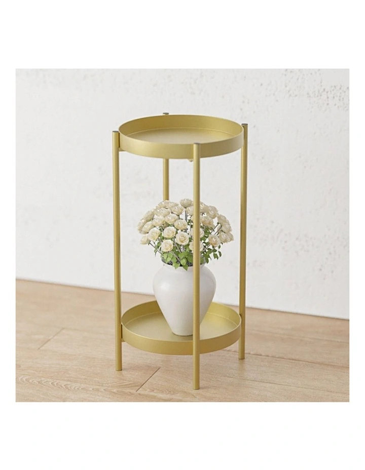 SOGA 4X 2 Layer 80cm Gold Metal Plant Stand Flower Pot Holder Corner Shelving Rack Indoor Display image 6