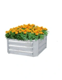 SOGA 90cm Square Galvanised Raised Garden Bed Vegetable Herb Flower Outdoor Planter Box