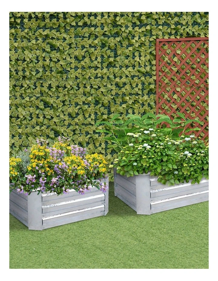 SOGA 90cm Square Galvanised Raised Garden Bed Vegetable Herb Flower Outdoor Planter Box image 2