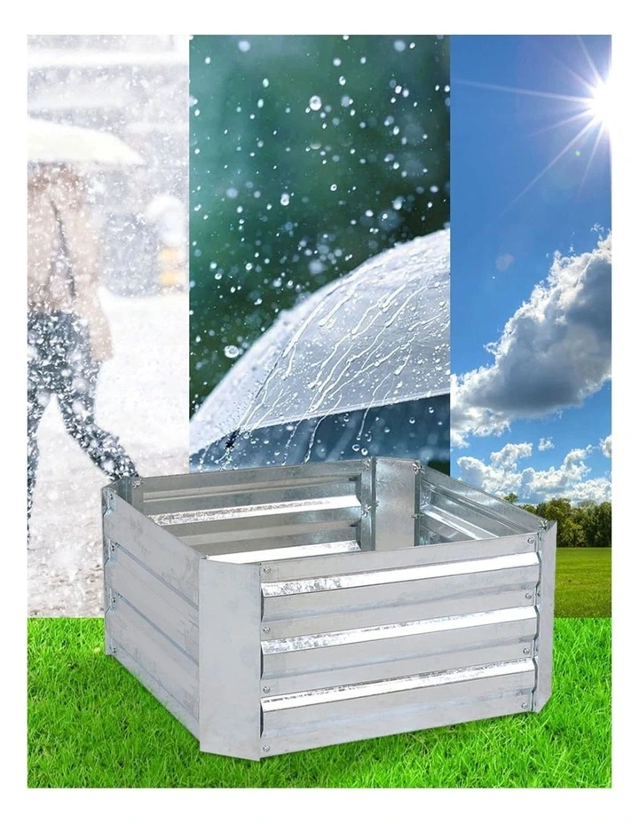 SOGA 90cm Square Galvanised Raised Garden Bed Vegetable Herb Flower Outdoor Planter Box image 5