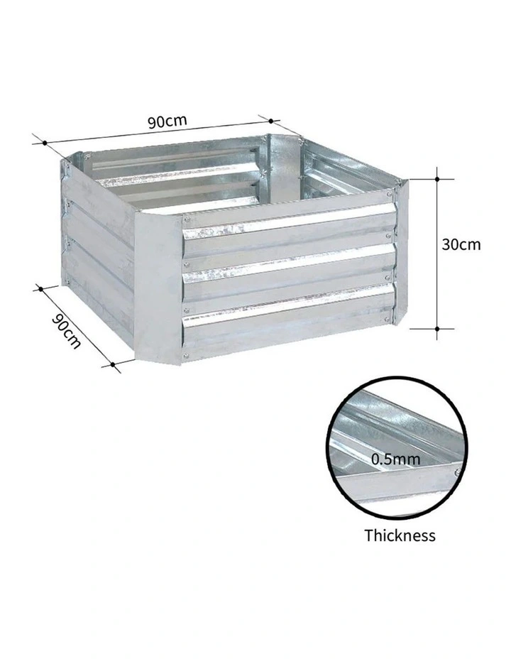 SOGA 90cm Square Galvanised Raised Garden Bed Vegetable Herb Flower Outdoor Planter Box image 7