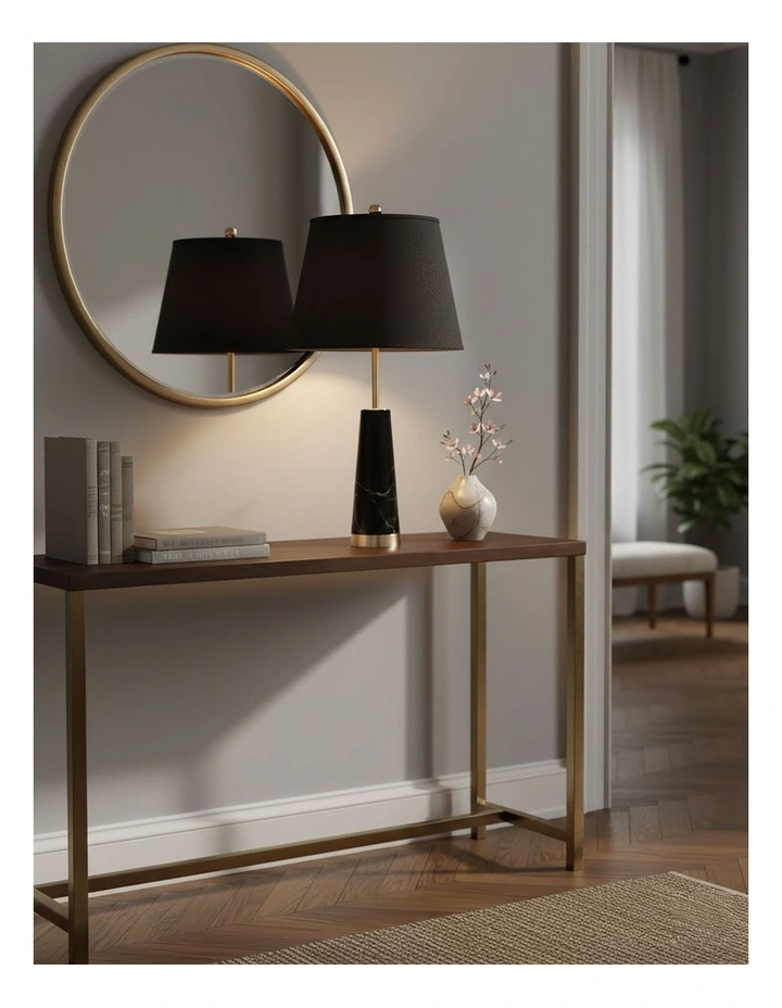 SOGA 2 Pack 68cm Black Marble Table Lamps with Cone Bases image 3