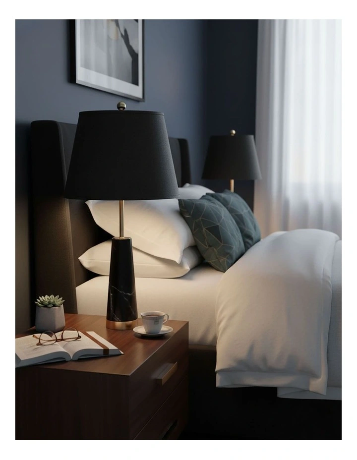 SOGA 2 Pack 68cm Black Marble Table Lamps with Cone Bases image 4