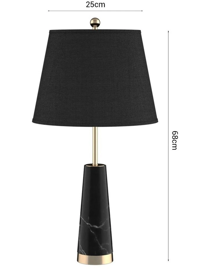 SOGA 2 Pack 68cm Black Marble Table Lamps with Cone Bases image 5