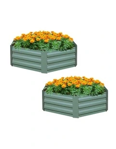SOGA 2X 60cm Hexagon Shape Galvanised Raised Garden Bed Vegetable Herb Flower Outdoor Planter Box