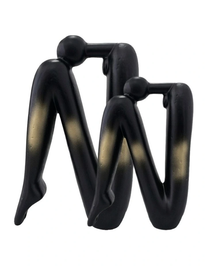 SOGA 2 Piece Black and Gold Ceramic Ornament Set image 1