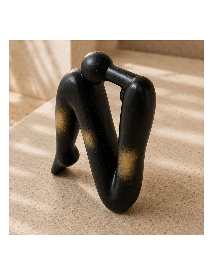 SOGA 2 Piece Black and Gold Ceramic Ornament Set image 2