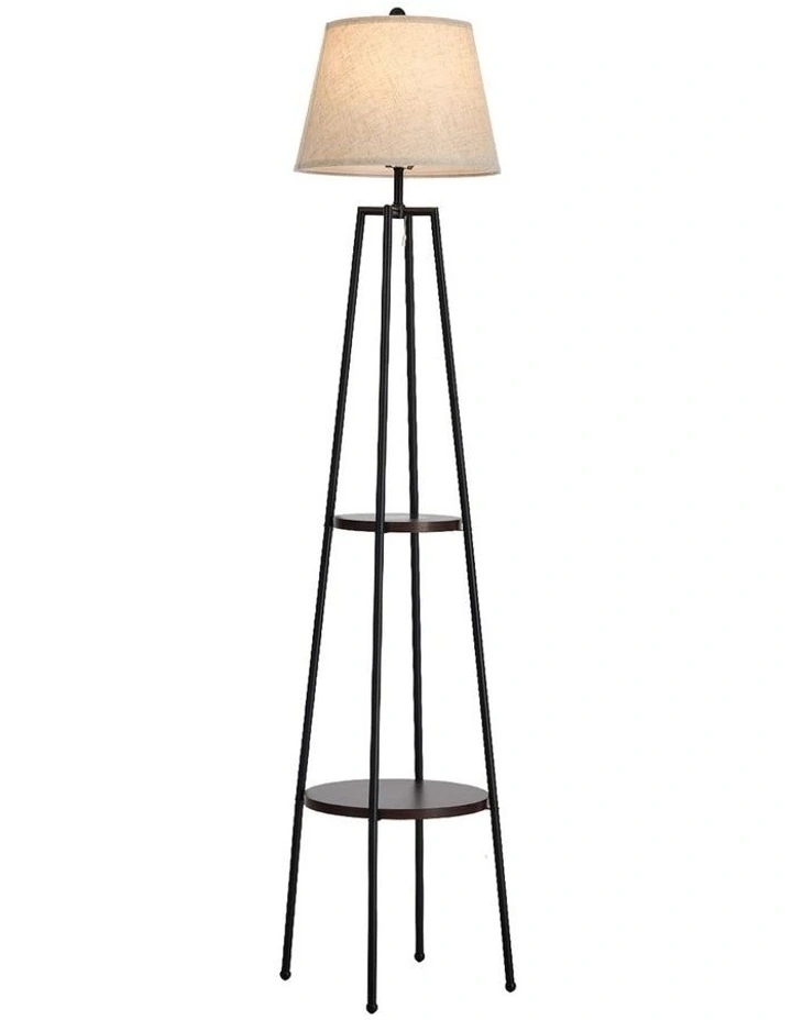 Oikiture Floor Lamps Fabric Shade Standing Lamp with Display Shelf image 1